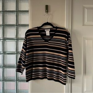 striped cotton v-neck sweater